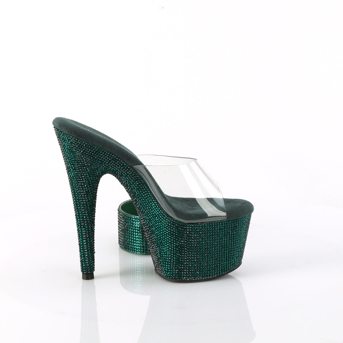 BEJEWELED-712RS Clear & Multi Colour Peep Toe High Heel Green Multi view 2