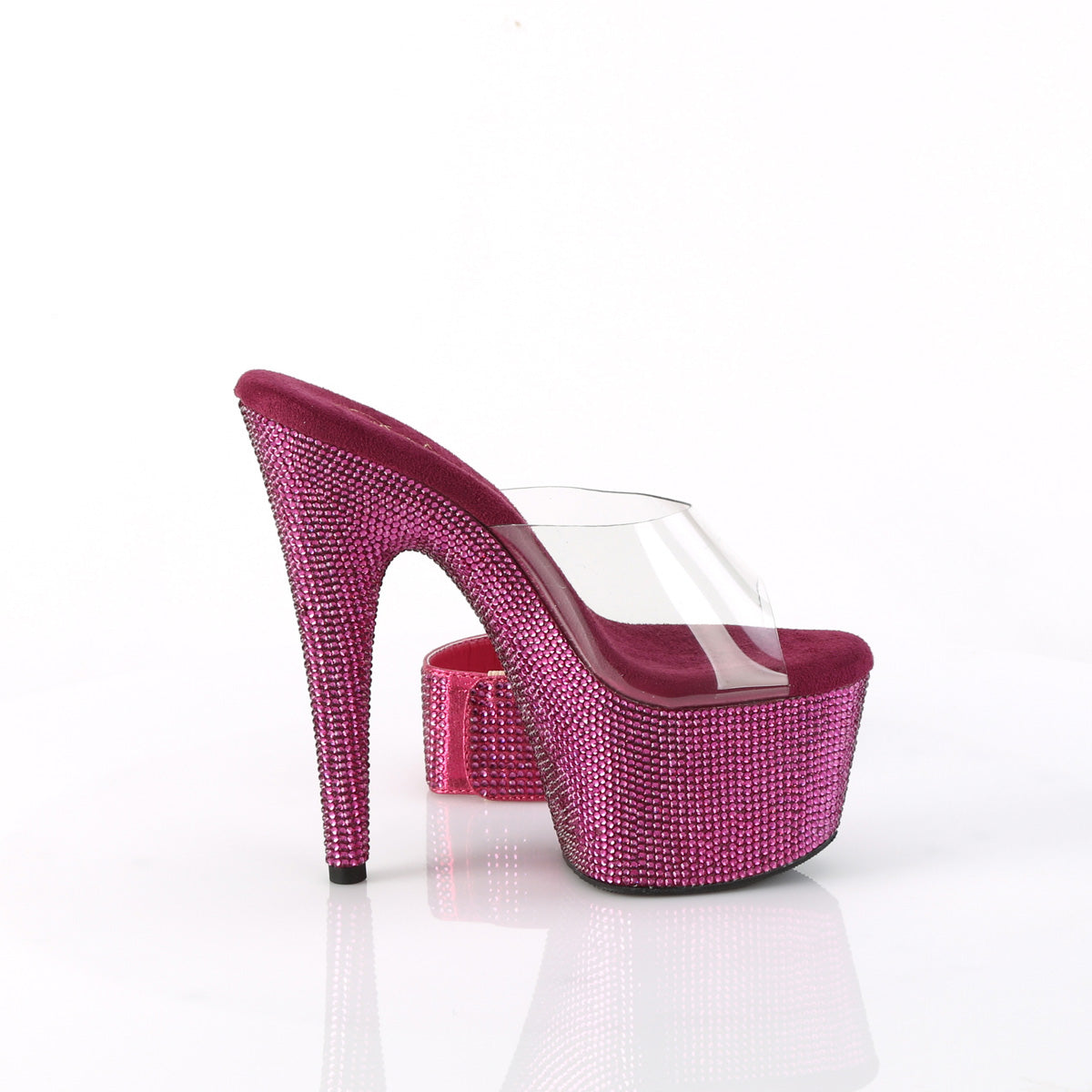 BEJEWELED-712RS Clear & Multi Colour Peep Toe High Heel Pink Multi view 2