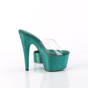 BEJEWELED-712RS Clear & Multi Colour Peep Toe High Heel Green Multi view 2