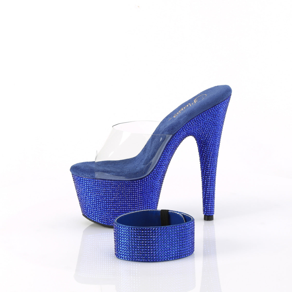 BEJEWELED-712RS Clear & Multi Colour Peep Toe High Heel Blue Multi view 4