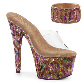 BEJEWELED-712RS Clear & Multi Colour Peep Toe High Heel Gold Multi view 1