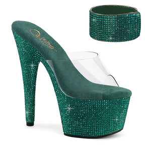 BEJEWELED-712RS Clear & Multi Colour Peep Toe High Heel Green Multi view 1