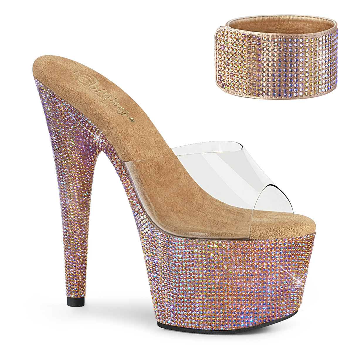 BEJEWELED-712RS Clear & Multi Colour Peep Toe High Heel Clear & Multi Colour Multi view 1
