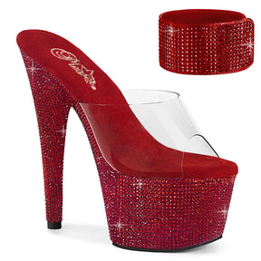 BEJEWELED-712RS Clear & Multi Colour Peep Toe High Heel Red Multi view 1