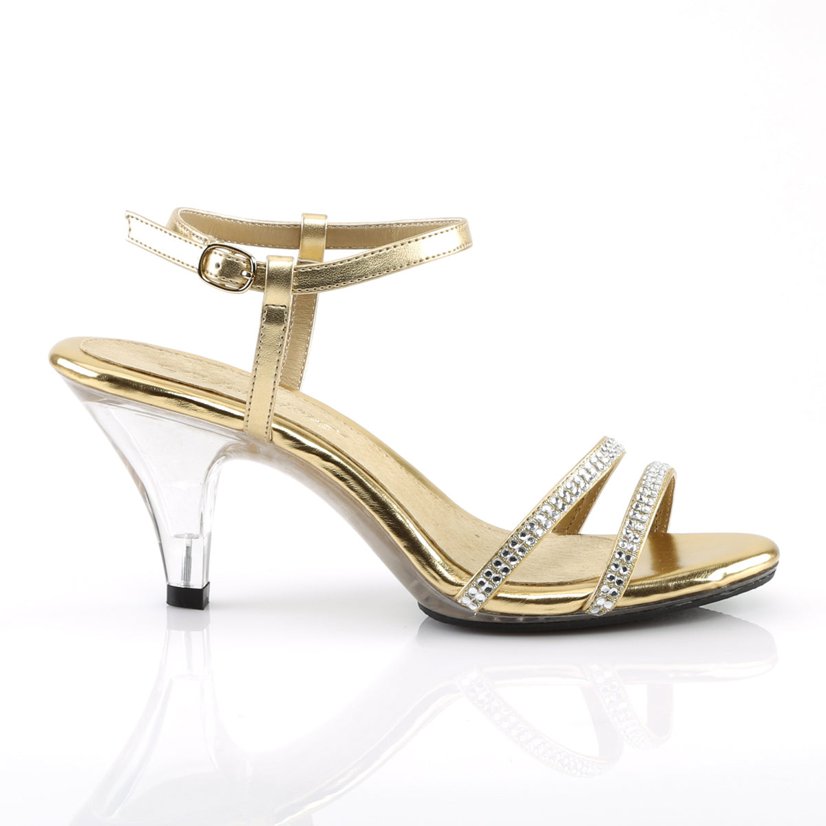 BELLE-316 Clear & Gold Ankle Sandal
