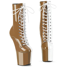 CRAZE-1040TT Black & White Calf High Heelless Boots