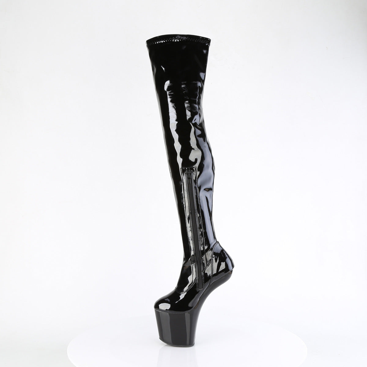 CRAZE-3000 Black Thigh High Heelless Boots Black Multi view 4