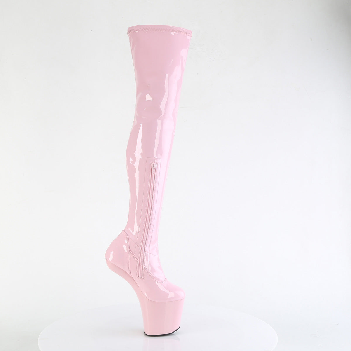 CRAZE-3000 Black Thigh High Heelless Boots Pink Multi view 2