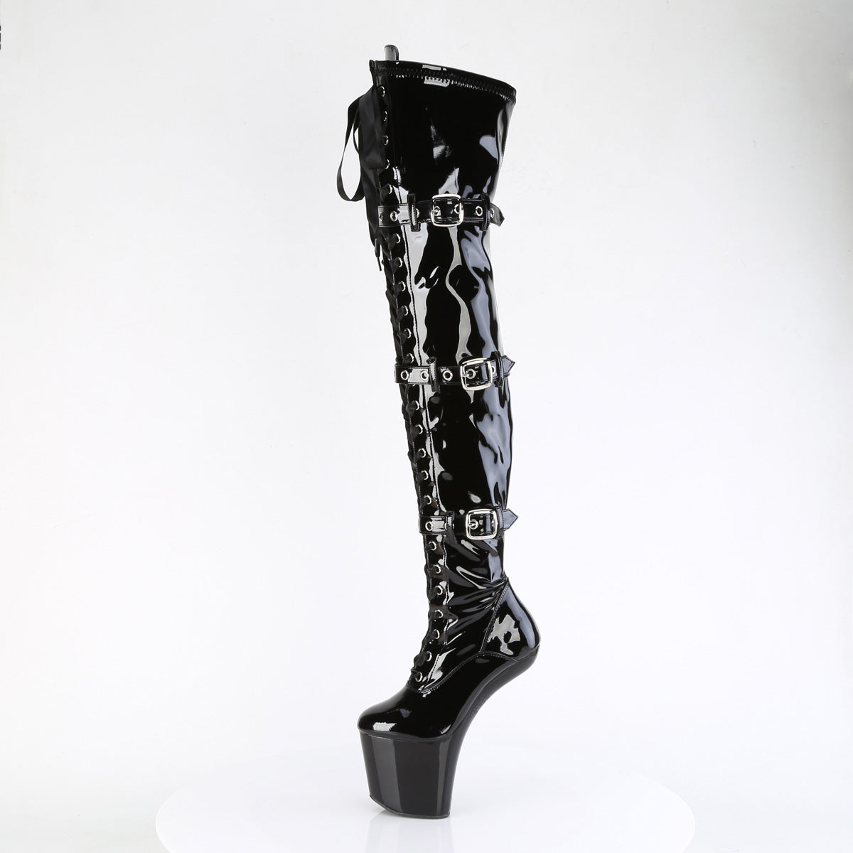CRAZE-3028 Thigh High Heelless Boots Black Multi view 4