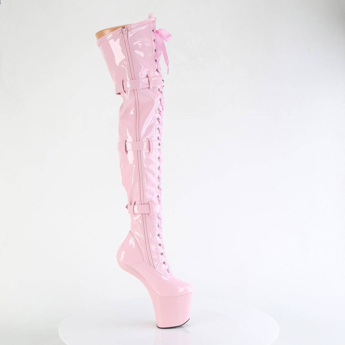 CRAZE-3028 Thigh High Heelless Boots Pink Multi view 2
