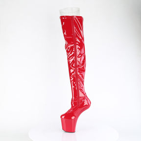 CRAZE-3050 Red Thigh High Heelless Boots Red Multi view 4