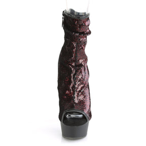 DELIGHT-1008SQ Black & Burgundy Calf High Peep Toe Boots Black & Burgundy Multi view 5
