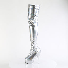 DELIGHT-3000HWR Thigh High Boots Silver Multi view 4
