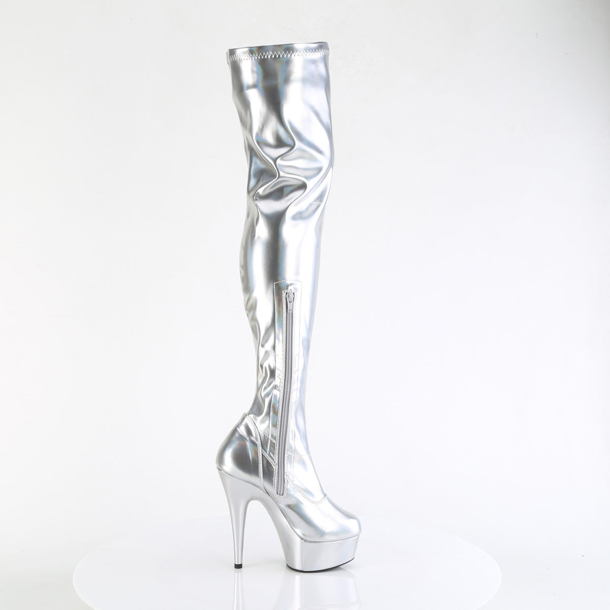 DELIGHT-3000HWR Thigh High Boots Silver Multi view 2