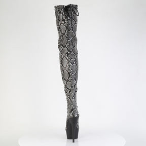 DELIGHT-3008SP-BT Snake Stretch Print Pull-On Thigh Boot Black & Grey Multi view 3