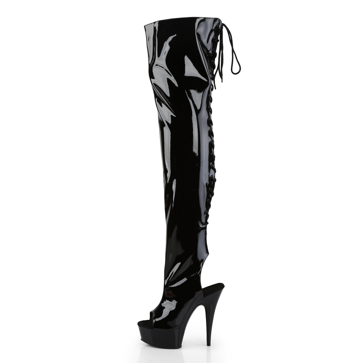 DELIGHT-3017 Black Thigh High Boots  Multi view 4