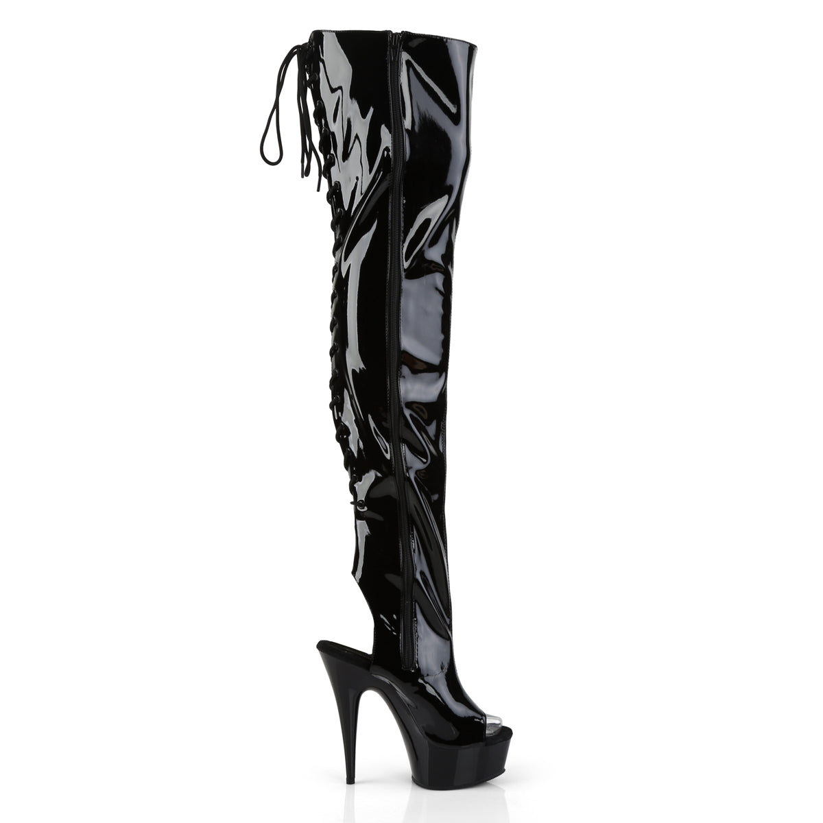 DELIGHT-3017 Black Thigh High Boots  Multi view 2