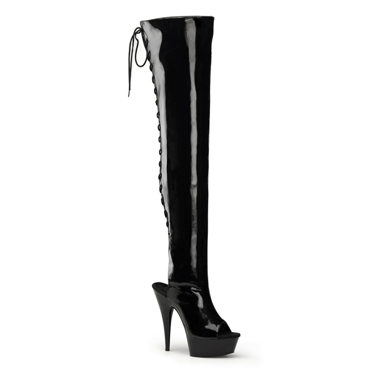 DELIGHT-3017 Black Thigh High Boots  Multi view 1