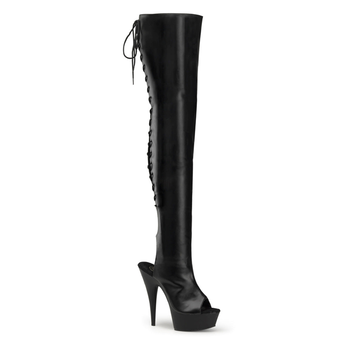 DELIGHT-3017 Black Thigh High Boots