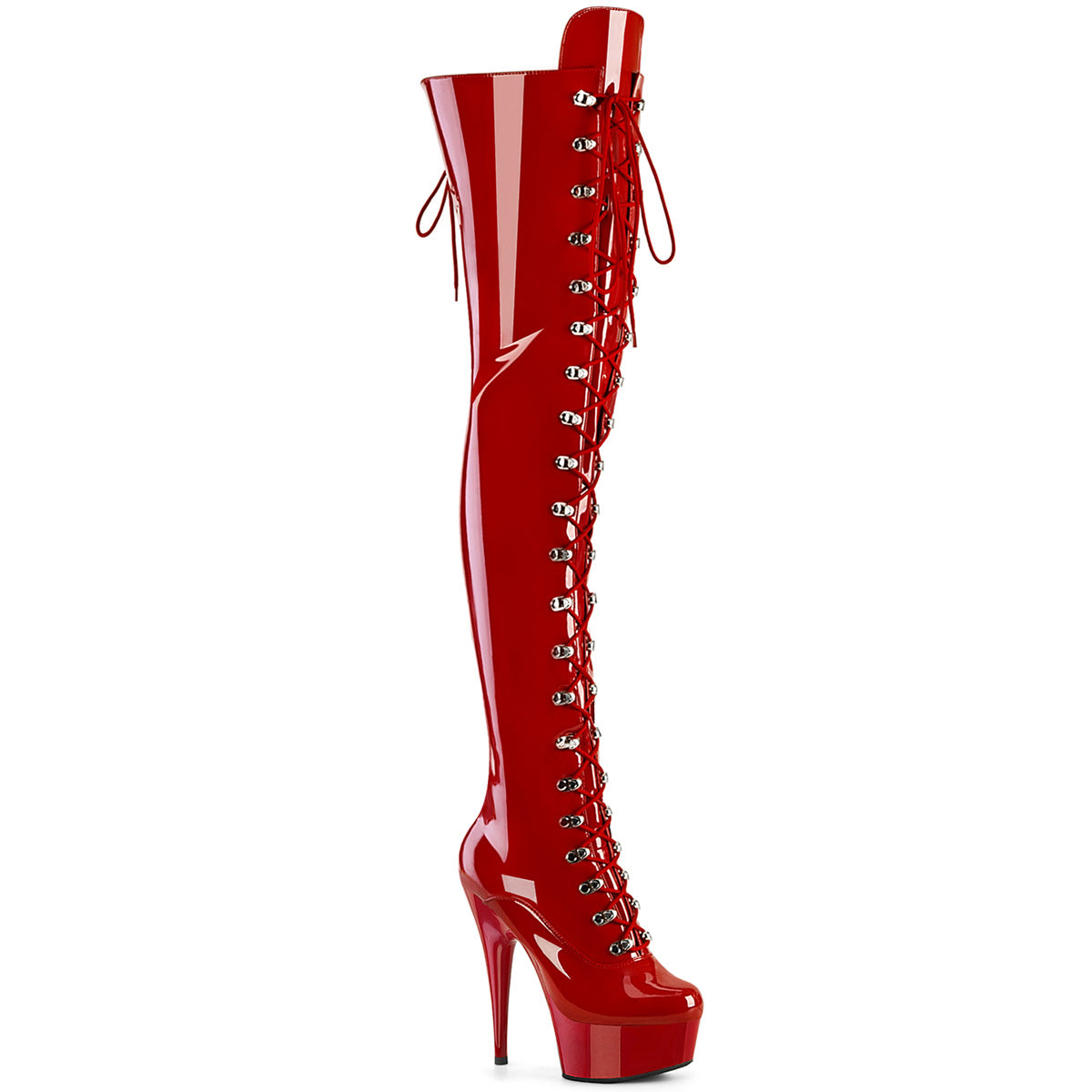DELIGHT-3022 Lace-Up Thigh Boot Red Multi view 1