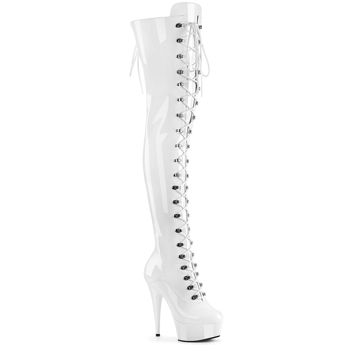 DELIGHT-3022 Lace-Up Thigh Boot White Multi view 1