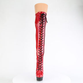 DELIGHT-3029 Stiletto Heel Platform Boots Red & Black Multi view 5