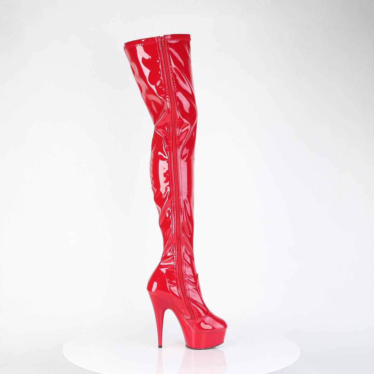 DELIGHT-4000 Black Thigh High Boots Red Multi view 2