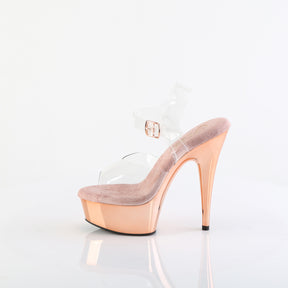 DELIGHT-608 Rose Gold & Clear Ankle Peep Toe High Heel Rose Gold & Clear Multi view 4