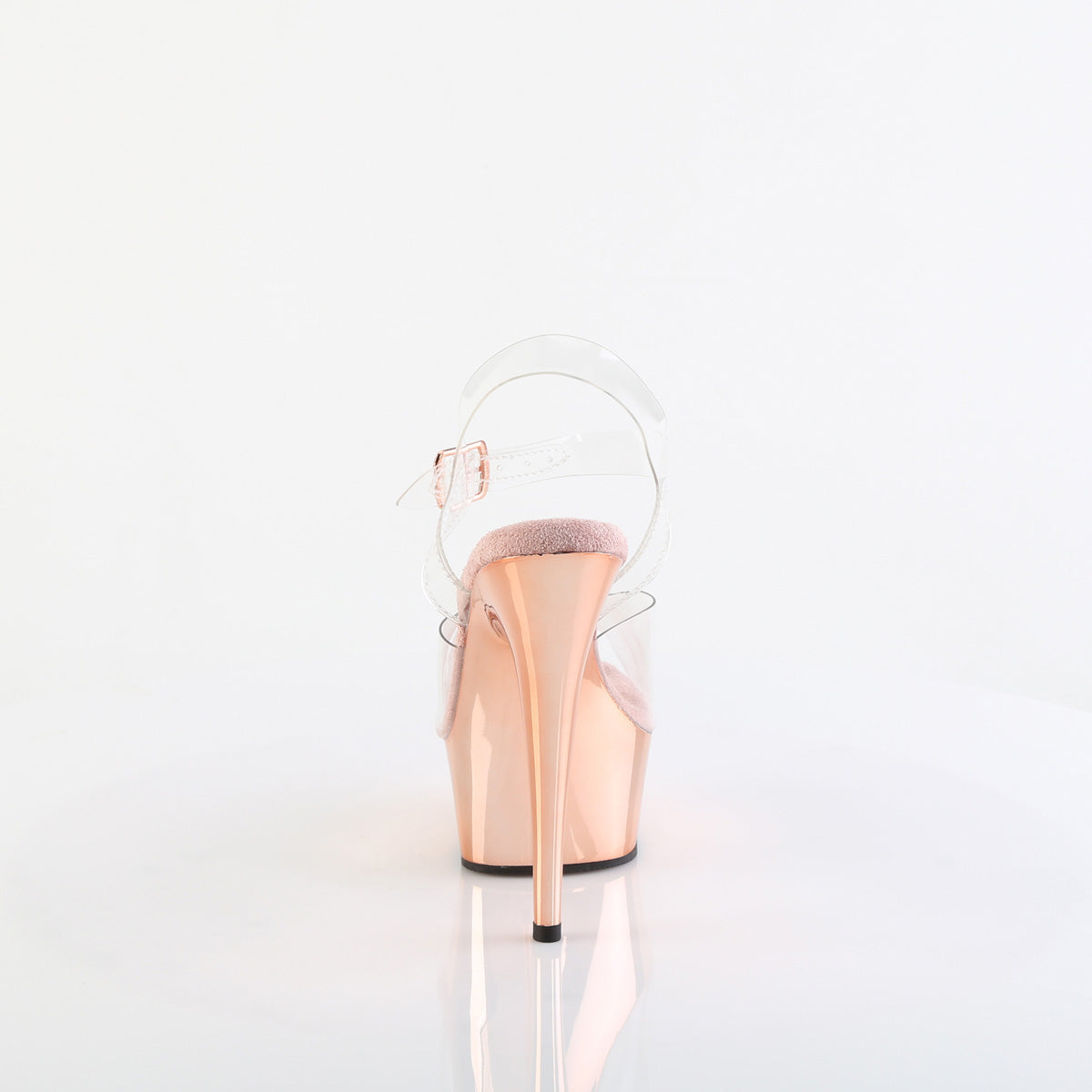 DELIGHT-608 Rose Gold & Clear Ankle Peep Toe High Heel Rose Gold & Clear Multi view 3