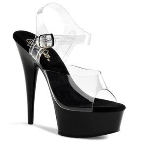 DELIGHT-608 Rose Gold & Clear Ankle Peep Toe High Heel Black Multi view 1