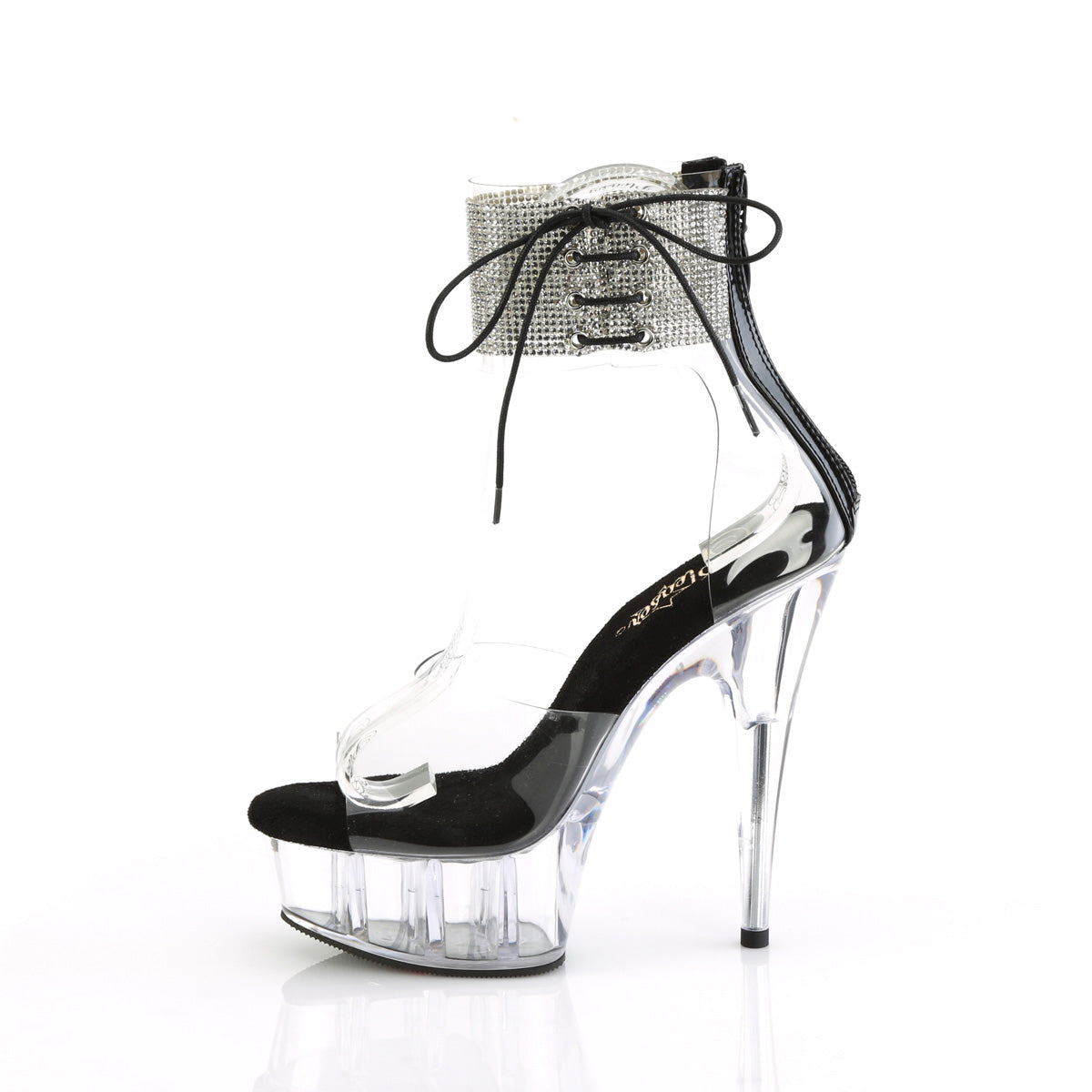 DELIGHT-624RS Ankle Peep Toe High Heel Silver & Clear Multi view 4