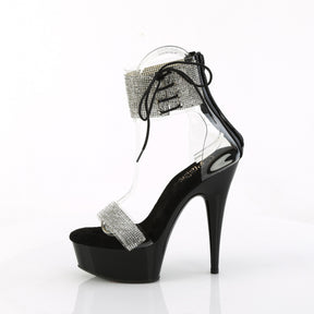DELIGHT-627RS Silver & Clear Ankle Peep Toe High Heel Silver & Black Multi view 4