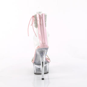 DELIGHT-627RS Silver & Clear Ankle Peep Toe High Heel Pink Multi view 3
