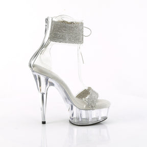 DELIGHT-627RS Silver & Clear Ankle Peep Toe High Heel Silver & Clear Multi view 2