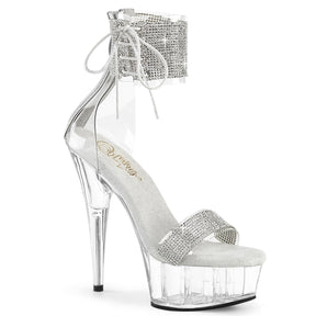 DELIGHT-627RS Silver & Clear Ankle Peep Toe High Heel Silver & Clear Multi view 1