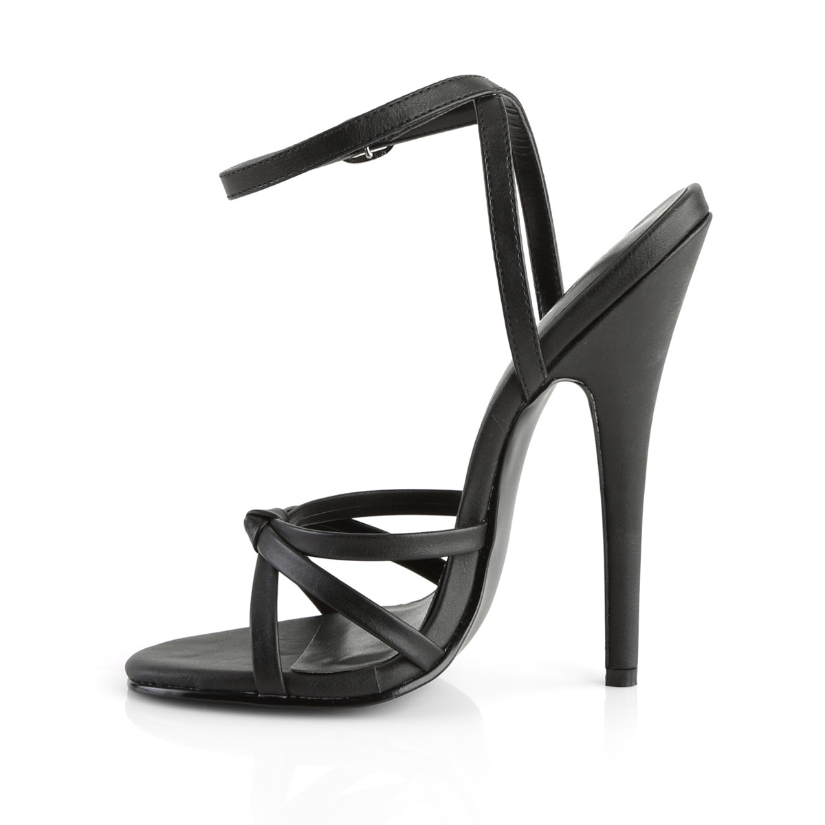 DOMINA-108 Black Leather 6 Inch Heel Sandals