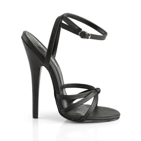 DOMINA-108 Black Leather 6 Inch Heel Sandals