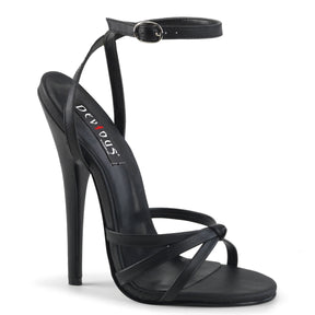 DOMINA-108 Black Leather 6 Inch Heel Sandals