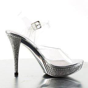 ELEGANT-408 Ankle Peep Toe High Heel Silver & Clear Multi view 2