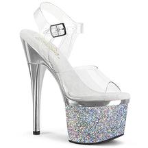 ESTEEM-708CHLG Clear & Silver Ankle Peep Toe High Heel