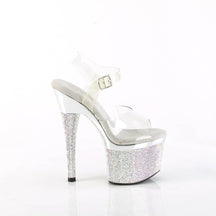 ESTEEM-708DM Clear & Silver Ankle Peep Toe High Heel