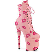 FLAMINGO-1020KISSES Lace-Up Lips Print Ankle Boot