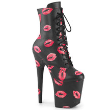 FLAMINGO-1020KISSES Lace-Up Lips Print Ankle Boot