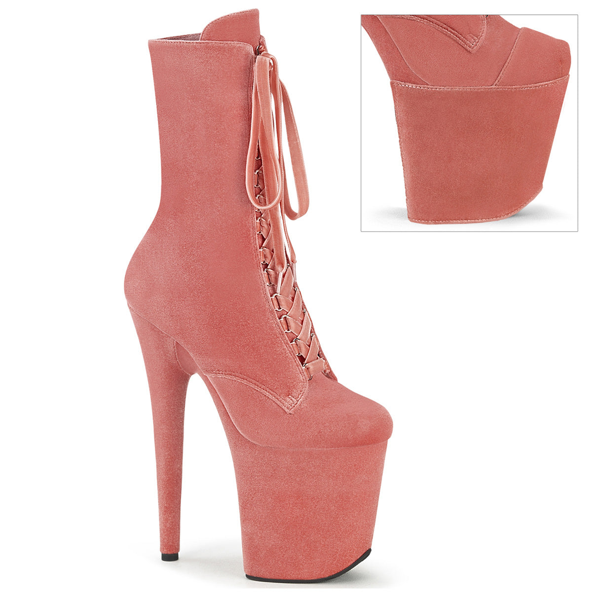 FLAMINGO-1045VEL Velvet Lace-Up Front Ankle Boot Pink Multi view 1