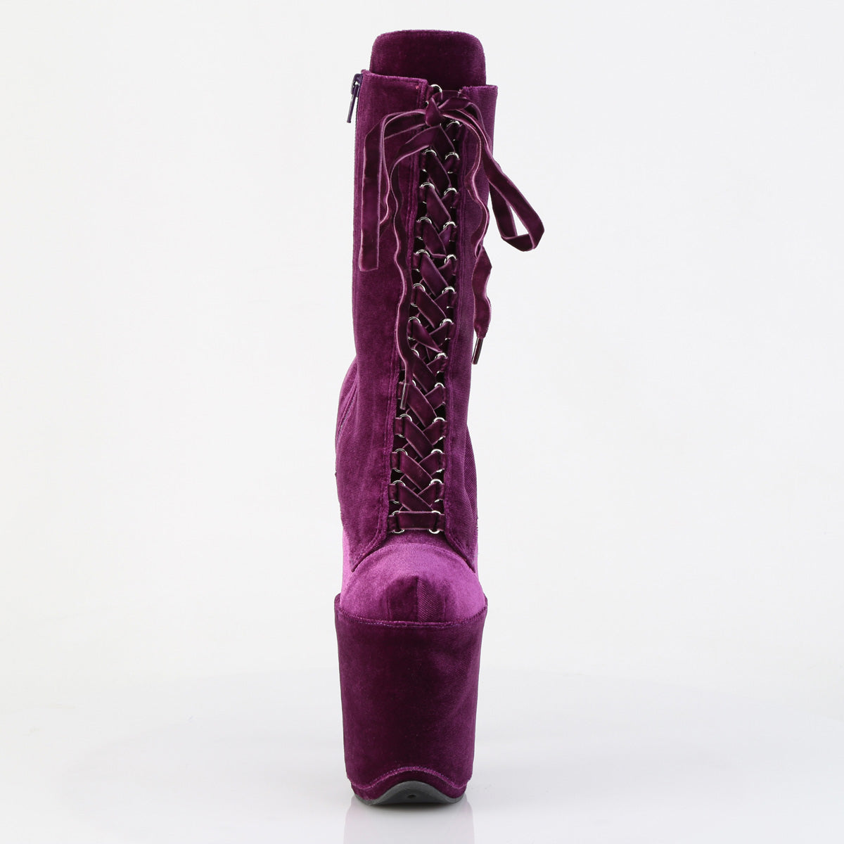 FLAMINGO-1045VEL Velvet Lace-Up Front Ankle Boot Purple Multi view 5