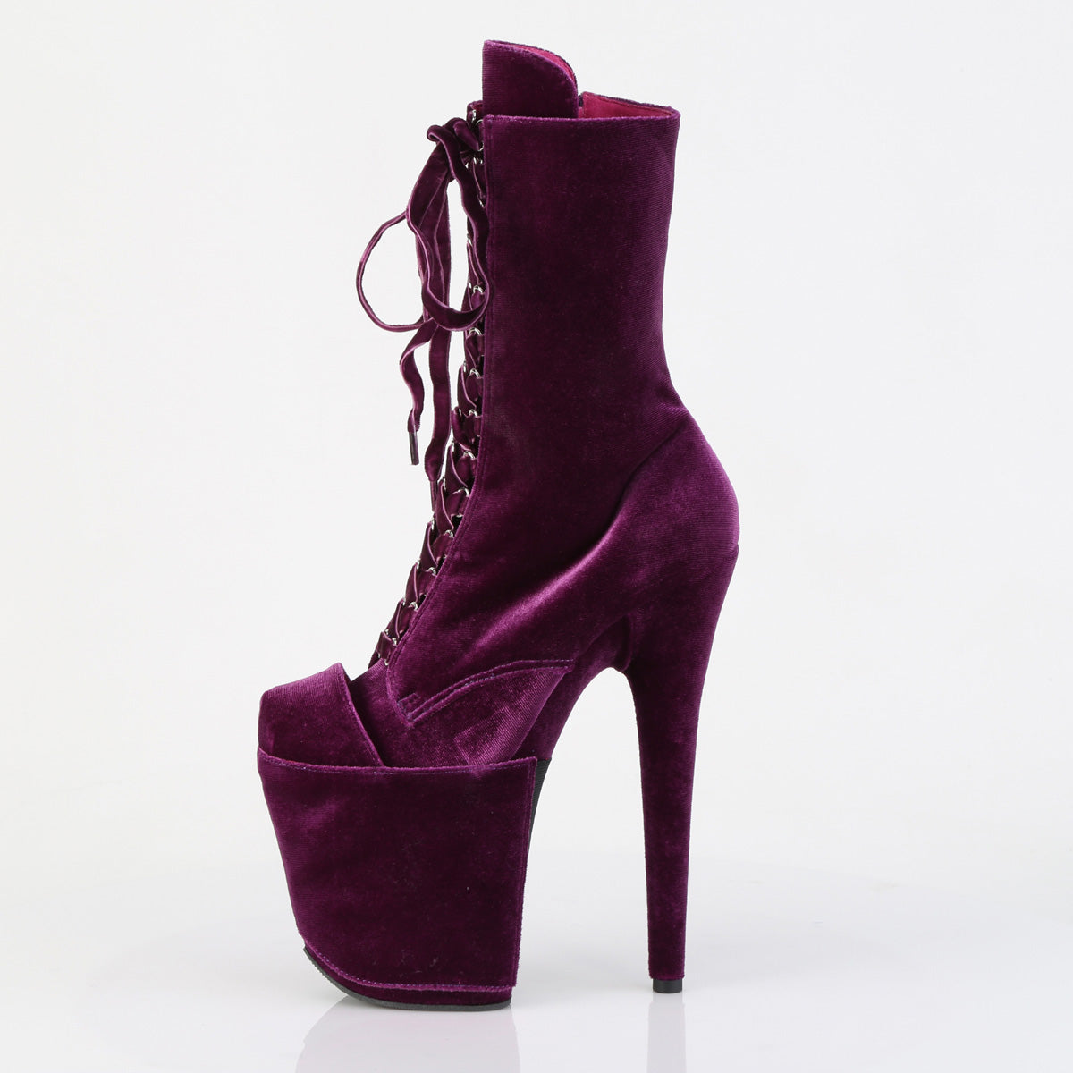FLAMINGO-1045VEL Velvet Lace-Up Front Ankle Boot Purple Multi view 4