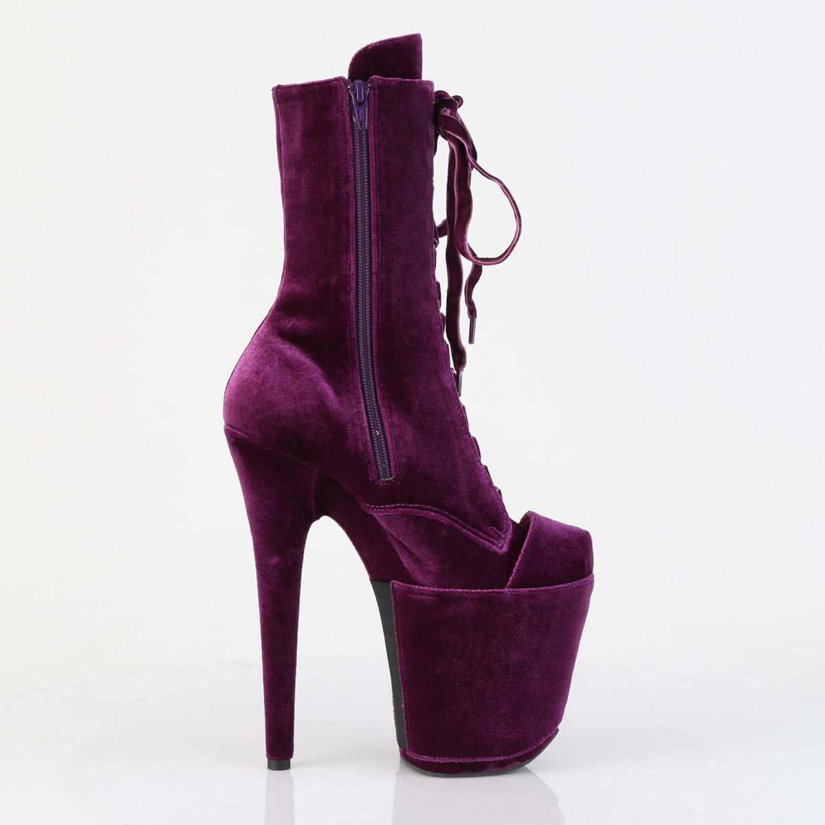 FLAMINGO-1045VEL Velvet Lace-Up Front Ankle Boot Purple Multi view 2