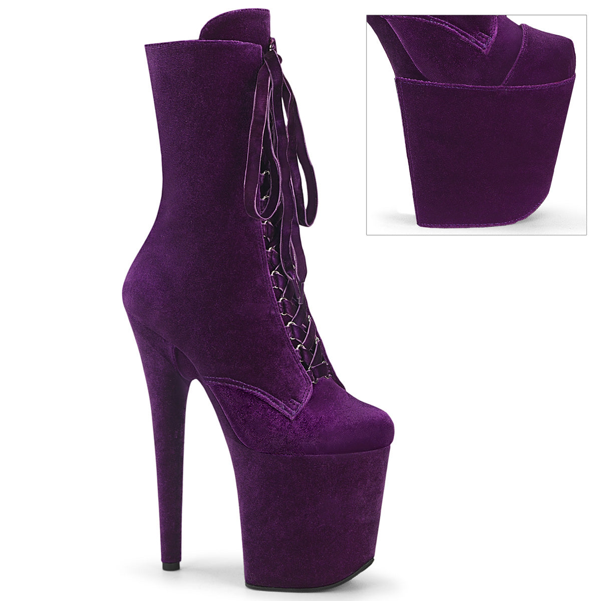 FLAMINGO-1045VEL Velvet Lace-Up Front Ankle Boot Purple Multi view 1