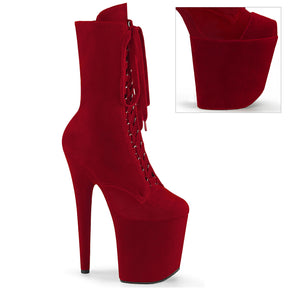 FLAMINGO-1045VEL Velvet Lace-Up Front Ankle Boot Red Multi view 1