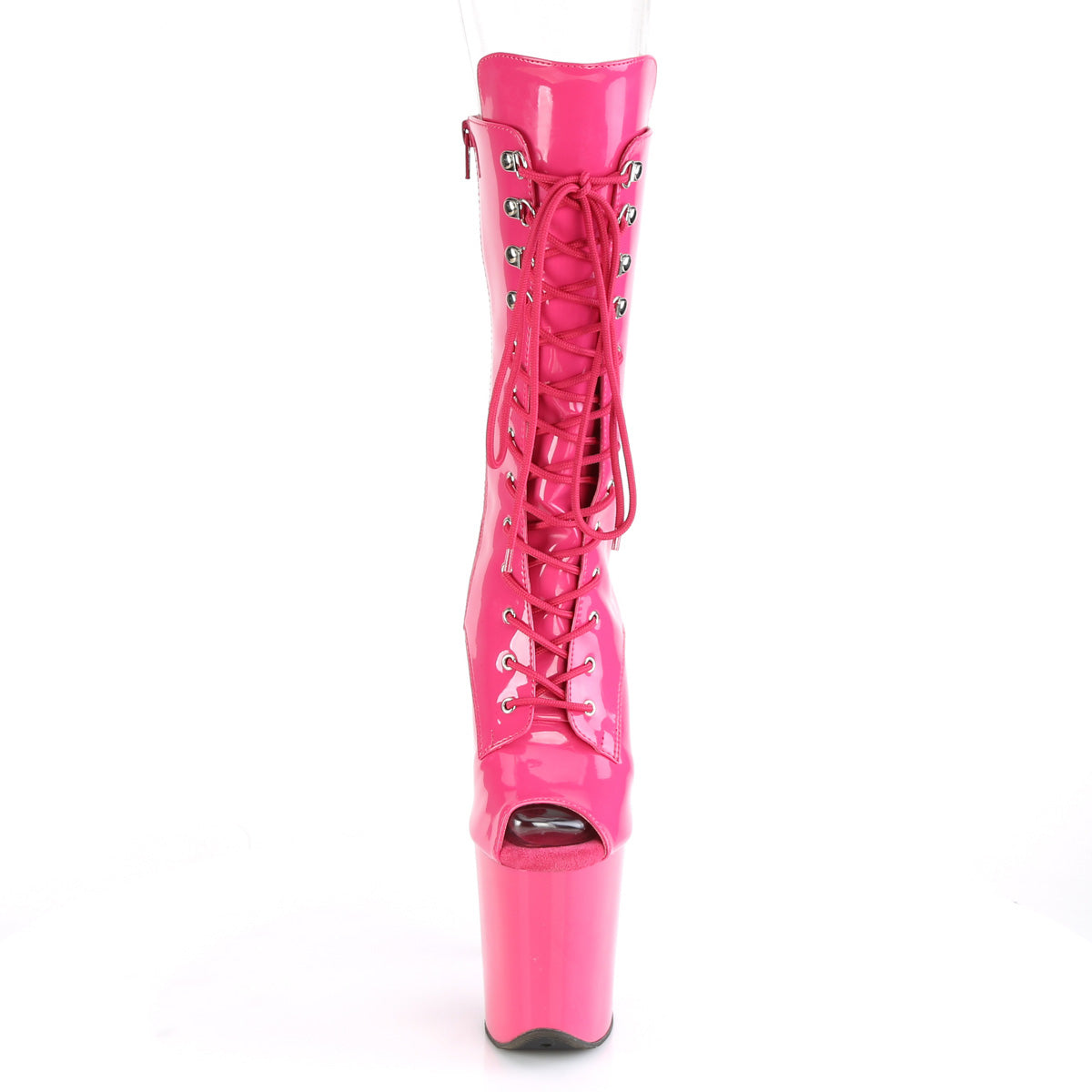 FLAMINGO-1051 Black Calf High Peep Toe Boots Pink Multi view 5